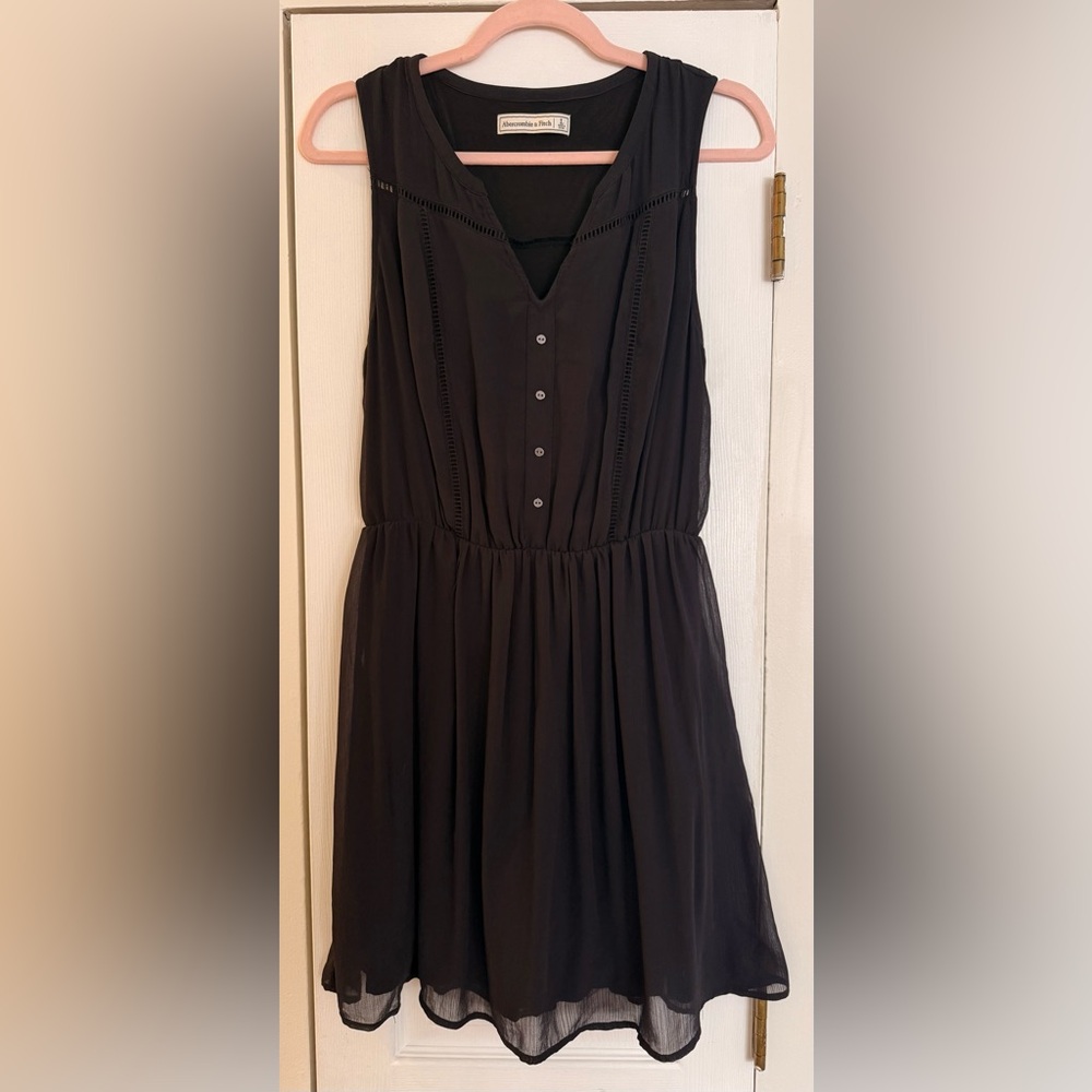 Abercrombie & Fitch Black Button-Front Midi Dress